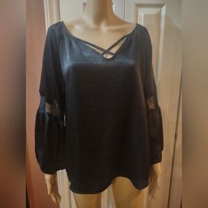 Crave fame women's black size large blouse shirt top